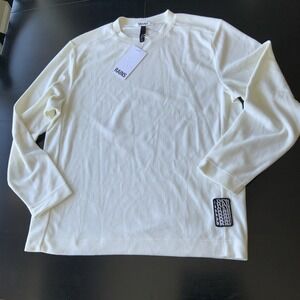 Rains Men's Fleece Sweatshirt L Large Oversized Crew Relaxed Cream Soft Pullover